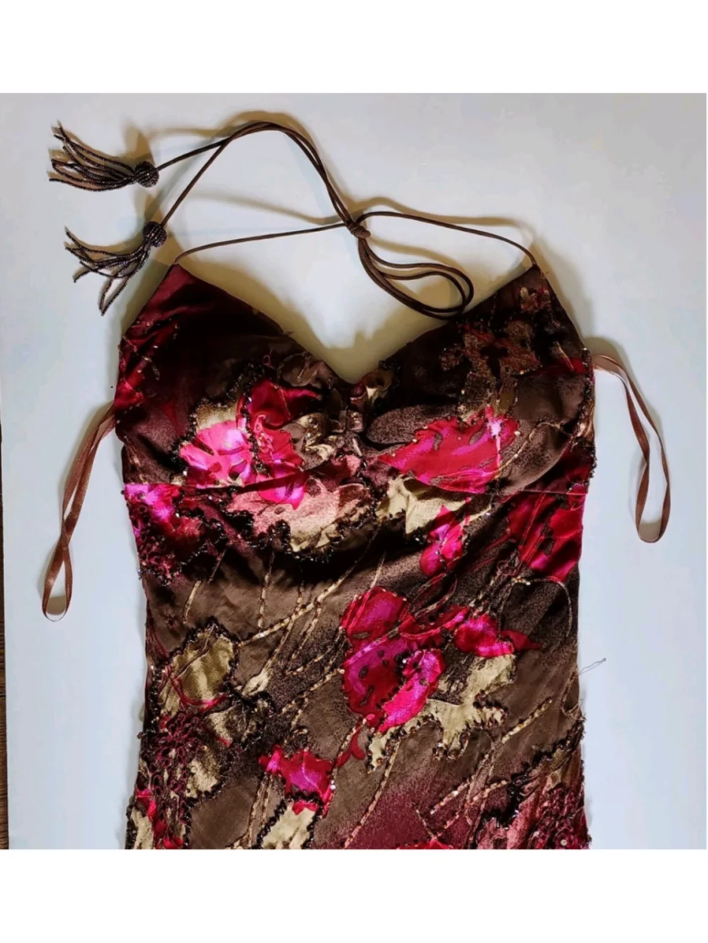 Vintage Sue Wong Nocturne Silk Dress Set 6 Beaded Asymmetric High Low Whimsigoth